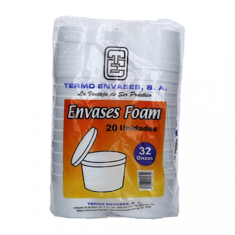 TERMO ENVASES CON TAPA FOAM 32OZ 20UDS                                                                                                                       